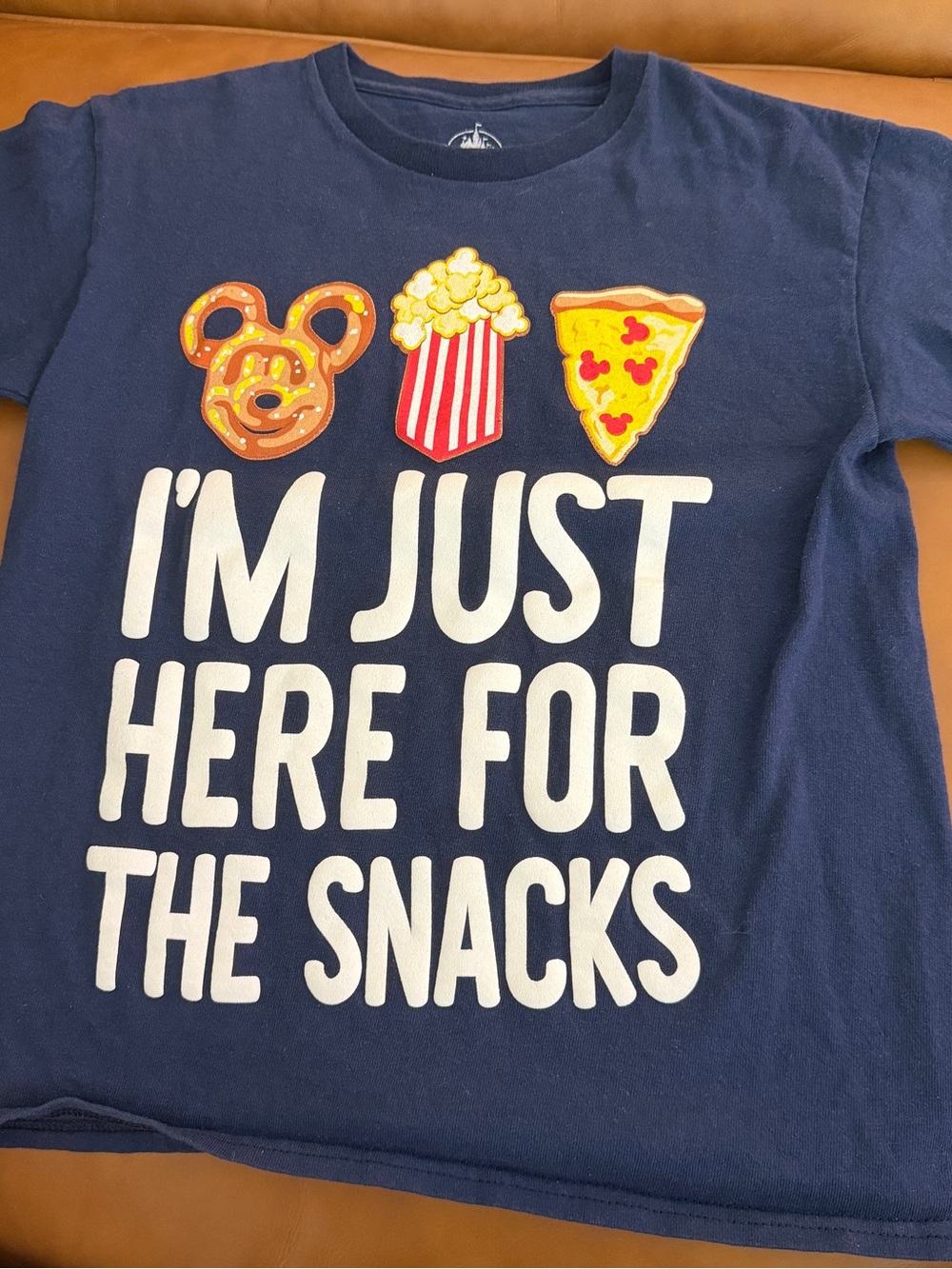 Disney Navy Kids' Medium 'I'm Just Here for the Snacks' Graphic Tee